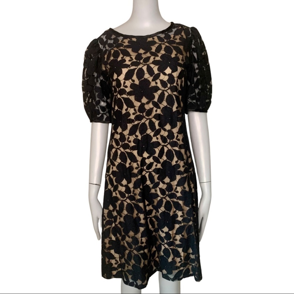 KATHRYN CONOVER Vintage Black Lace Embroidered Shift Dress Size 8 - Picture 10 of 14